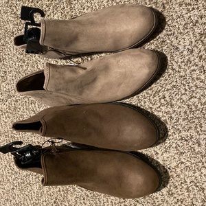 Tan and brown booties